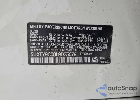 2020 BMW X3 xDrivem40I из США, поврежденный, VIN 5UXTY9C08L9D25079